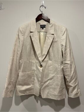 J. Crew Beige Single-Button Linen-Blend Blazer
